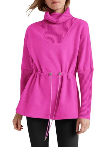 Fisoew Women's Turtleneck Sweatshirts Fleece Drawstring Waist Casual Long Sleeve Pullover Sweater... | Amazon (US)