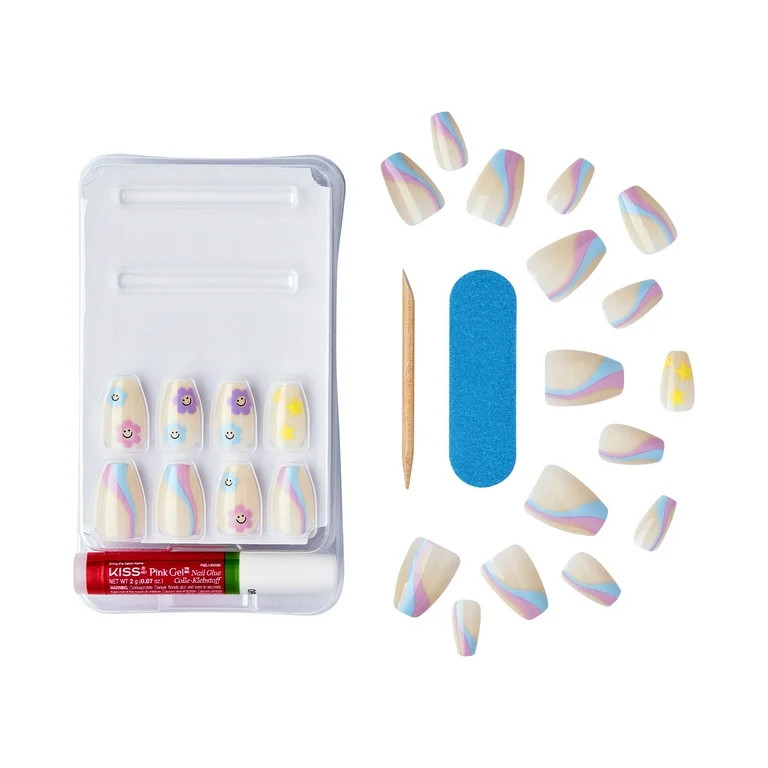 KISS Salon Design, Press On Nails, Get It Girl, Multicolor, Short Coffin, 28 Count | Walmart (US)