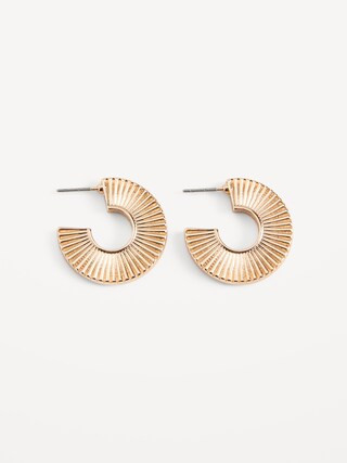 Gold-Plated Textured Open Hoop Earrings for Women | Old Navy (US)