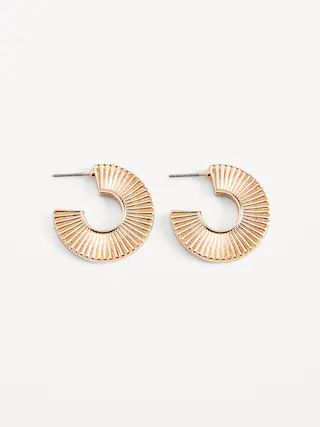 Gold-Plated Textured Open Hoop Earrings for Women | Old Navy (US)