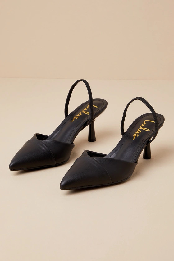 Verenna Black Pointed-Toe Slingback Pumps | Lulus