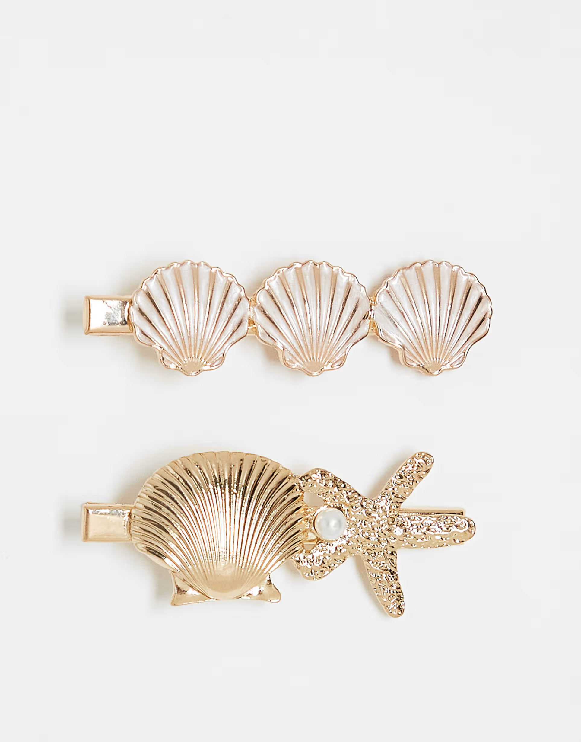 Accessorize 2 pack shell hair clips in gold | ASOS | ASOS (Global)