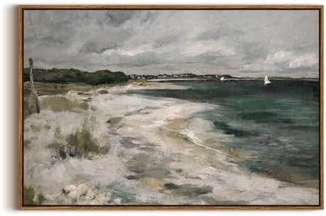 InSimSea Framed Canvas Wall Art Vintage Decor, Large Coastal Wall Art, Seaside Painting Prints, M... | Amazon (US)