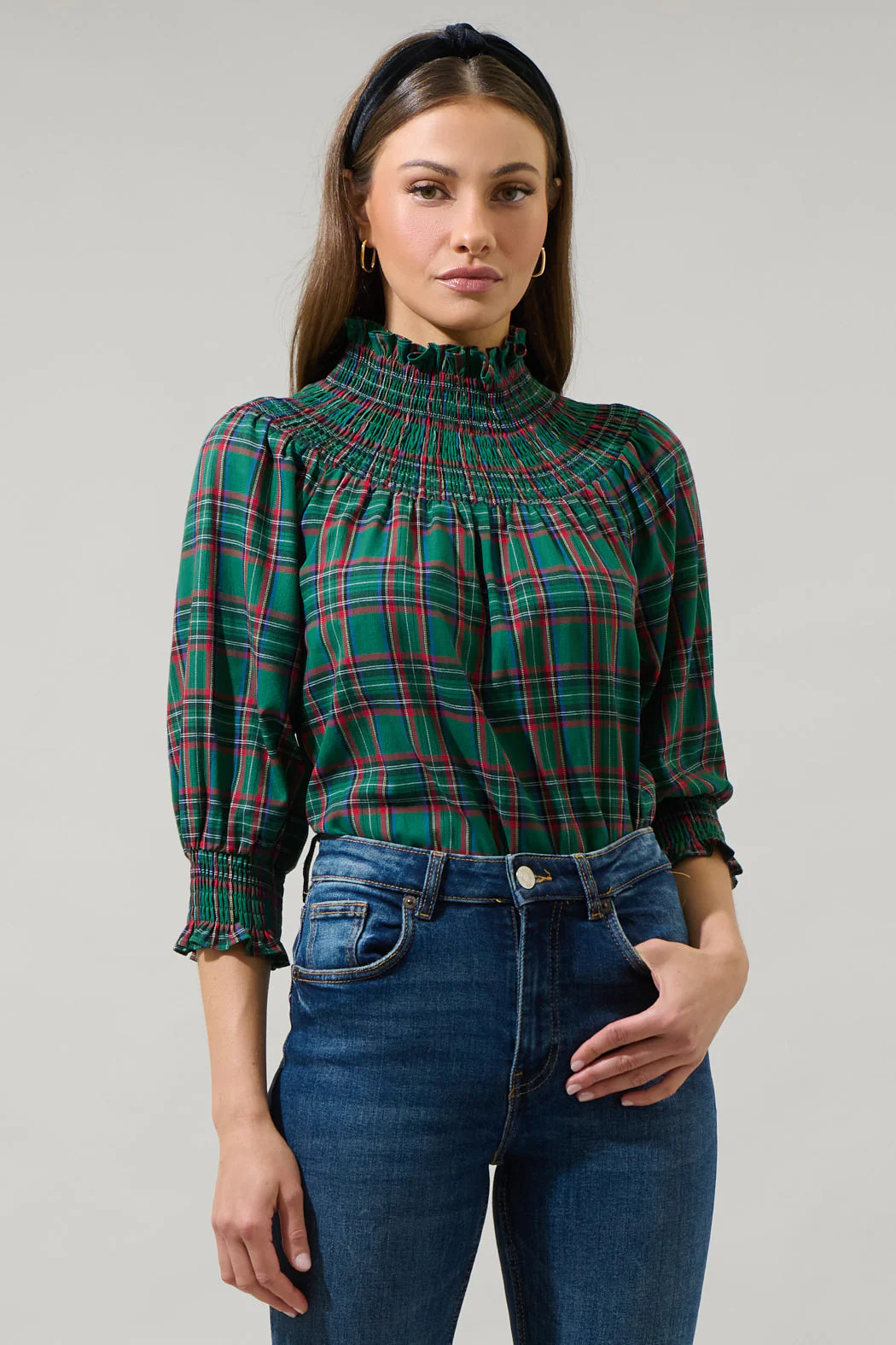 Jace Plaid Verity Smocked Top | Sugarlips