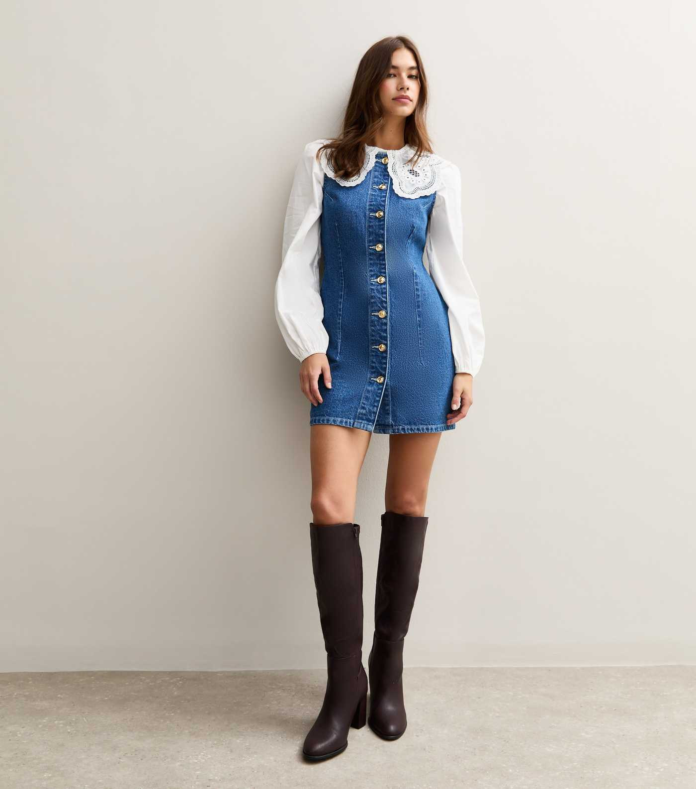 Blue Cinched Denim Shift Dress | New Look | New Look (UK)