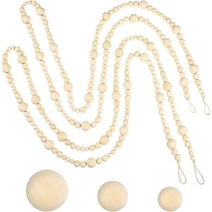 2 Pieces Wooden Beaded Garland Christmas Tree Wood Bead Garland 13.6 Feet Fall Thanksgiving Garla... | Amazon (US)