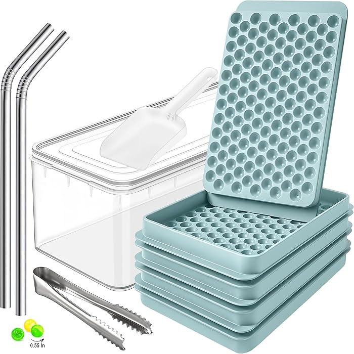 0.55in Mini Ice Cube Trays - Tiny Pebble Ice for Iced Coffee & Cocktails - Fast Chill, Easy Twist... | Amazon (US)