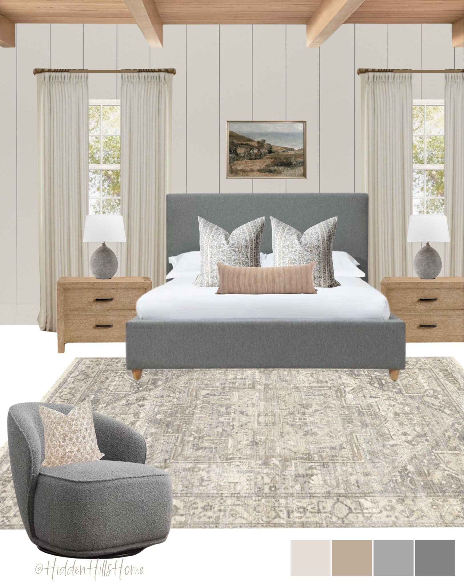 Cozy bedroom decor, bedroom mood board, home decor ideas, bedroom design, bedroom inspiration #bedroom 
Wall color is SW Heron Plume

#LTKHome #LTKSaleAlert #LTKSeasonal