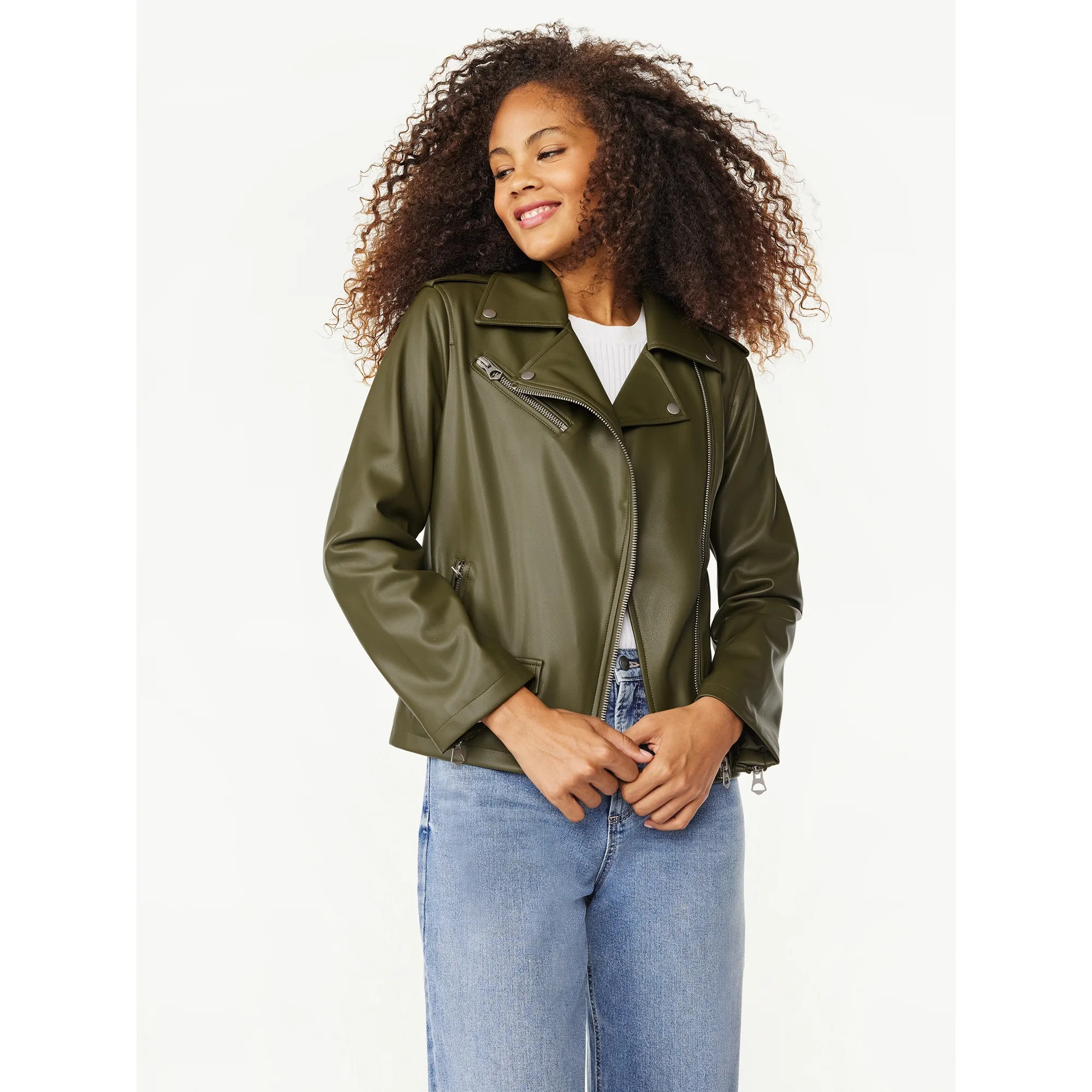 Scoop Women's Faux Leather Moto Jacket | Walmart (US)