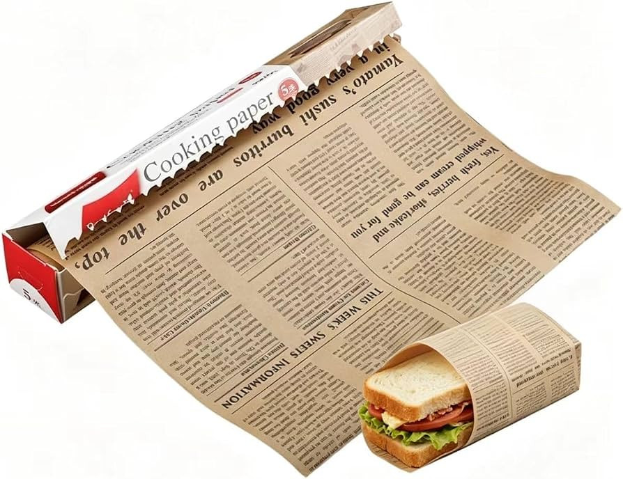 Baking Parchment Paper Roll Non Stick Baking Paper Newspaper Printing Design Food Wrapping Paper ... | Amazon (US)