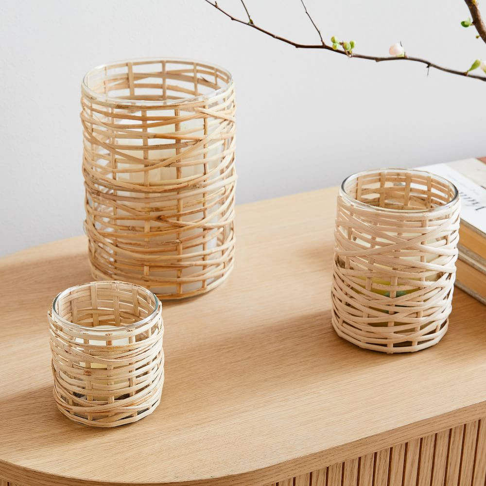Woven Coastal Hurricanes, Hurricane, Clear/Natural, Glass, Medium | West Elm (US)