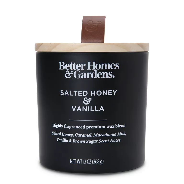 Better Homes & Gardens Salted Honey & Vanilla Scented 13oz Wooden Wick Candle | Walmart (US)