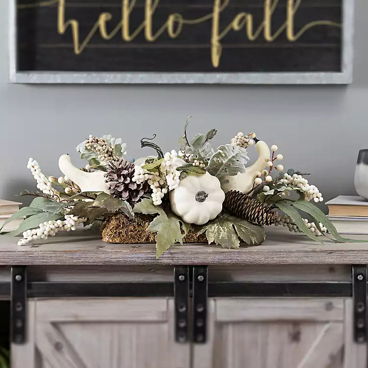 Cream Pumpkin and Greenery Floral Arrangement | Kirkland's Home