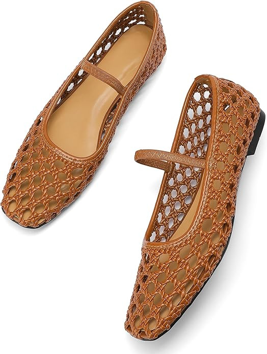 Woven Ballet Flats Shoes for Women with Strap Charming Comfortable Casual Elegance Flat Mary Jane... | Amazon (US)