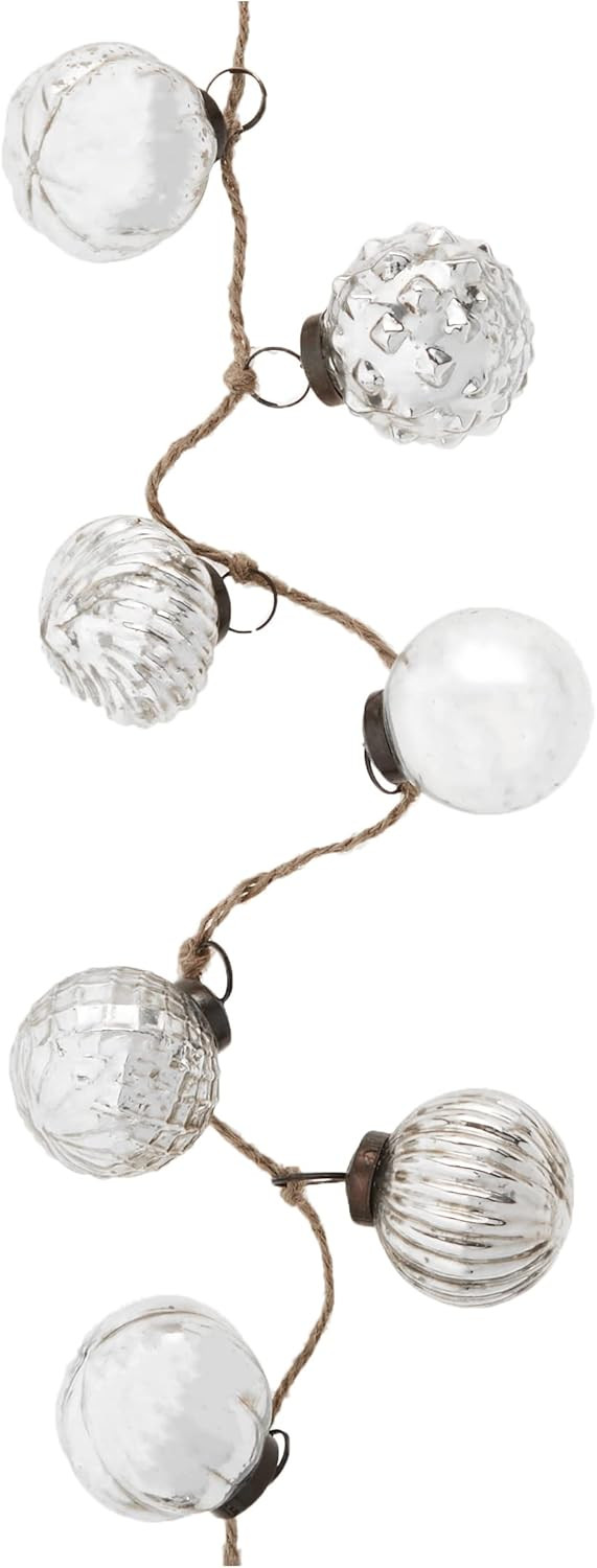 Creative Co-Op Embossed Mercury Glass Ornamental Garland, 72 Inch, Antique Silver | Amazon (US)