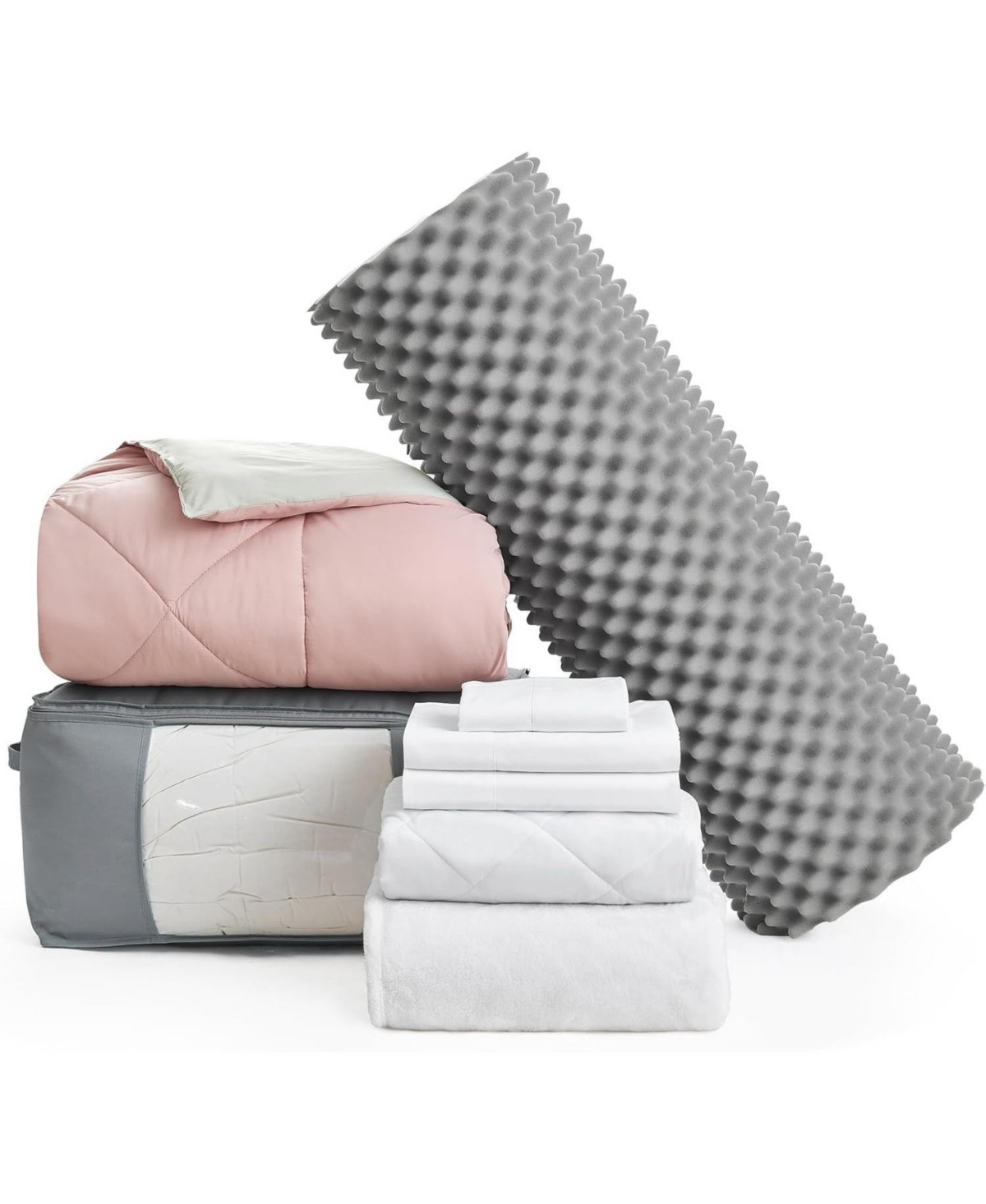 College Freshman Dorm Pack - Twin Xl Bedding Bundle - Silver pink / silver birch | Macy's