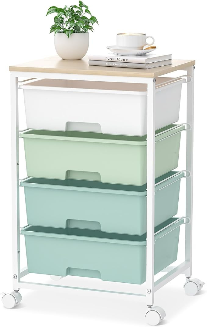 SYKIARIOL Utility Cart with 4 Drawers,Rolling Storage Cart with Drawers,Storage Rolling Drawer Ca... | Amazon (US)