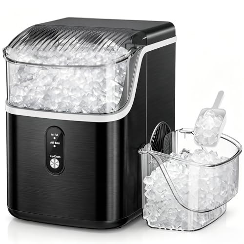 Antarctic Star Nugget Ice Makers Countertop, Pebble Ice Machine with Chewable Pellet Ice, 35Lbs/24H, Self-Cleaning, Sonic Ice, One-Click Operation, for Kitchen,Office Stainless Steel Black | Amazon (US)