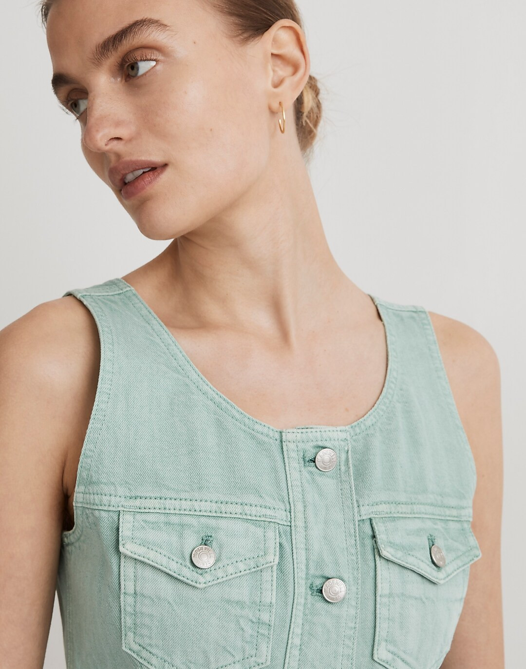 Denim Sleeveless Seamed Mini Dress in Storied Sea Wash | Madewell