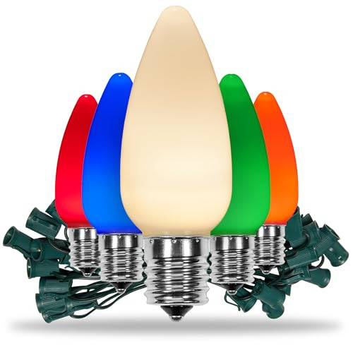 OptiCore 100 Lights, 100 ft Multicolor Smooth/Opaque C9 LED Outdoor Christmas Lights – Commercial, Shatterproof, Dimmable, UL Certified | Amazon (US)