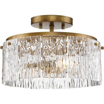 Progress Lighting, Chevall Collection, 2-Light Semi-Flush Mount, Gold Ombre, Artisanal Glass. | Target