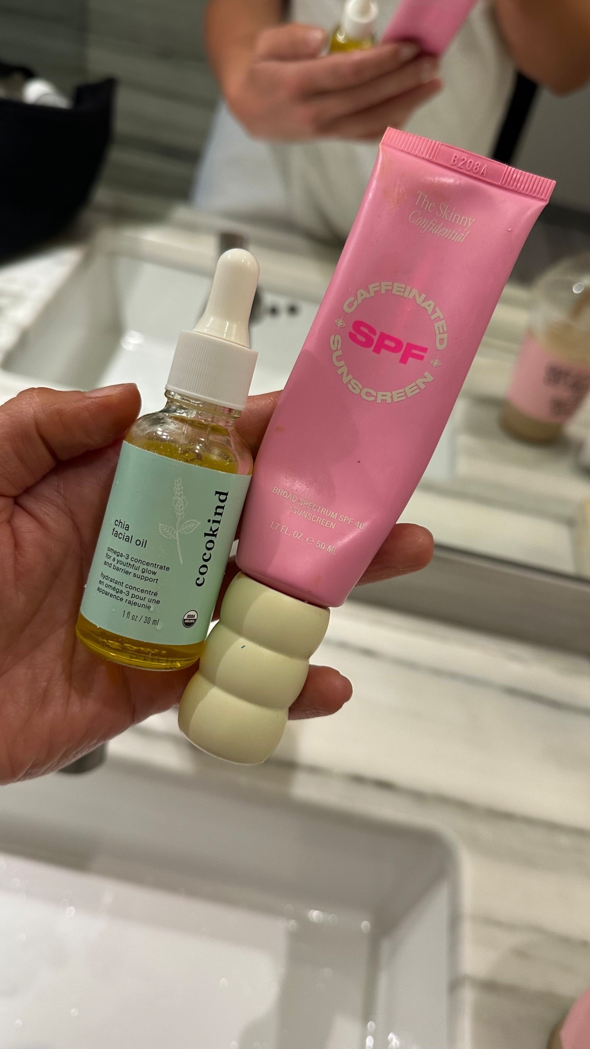 Everyday — cocokind chia facial oil for manual gua sha and skinny confidential caffeinated spf every morning! Lasts forever and both have been the best skincare additions 

#LTKBeauty