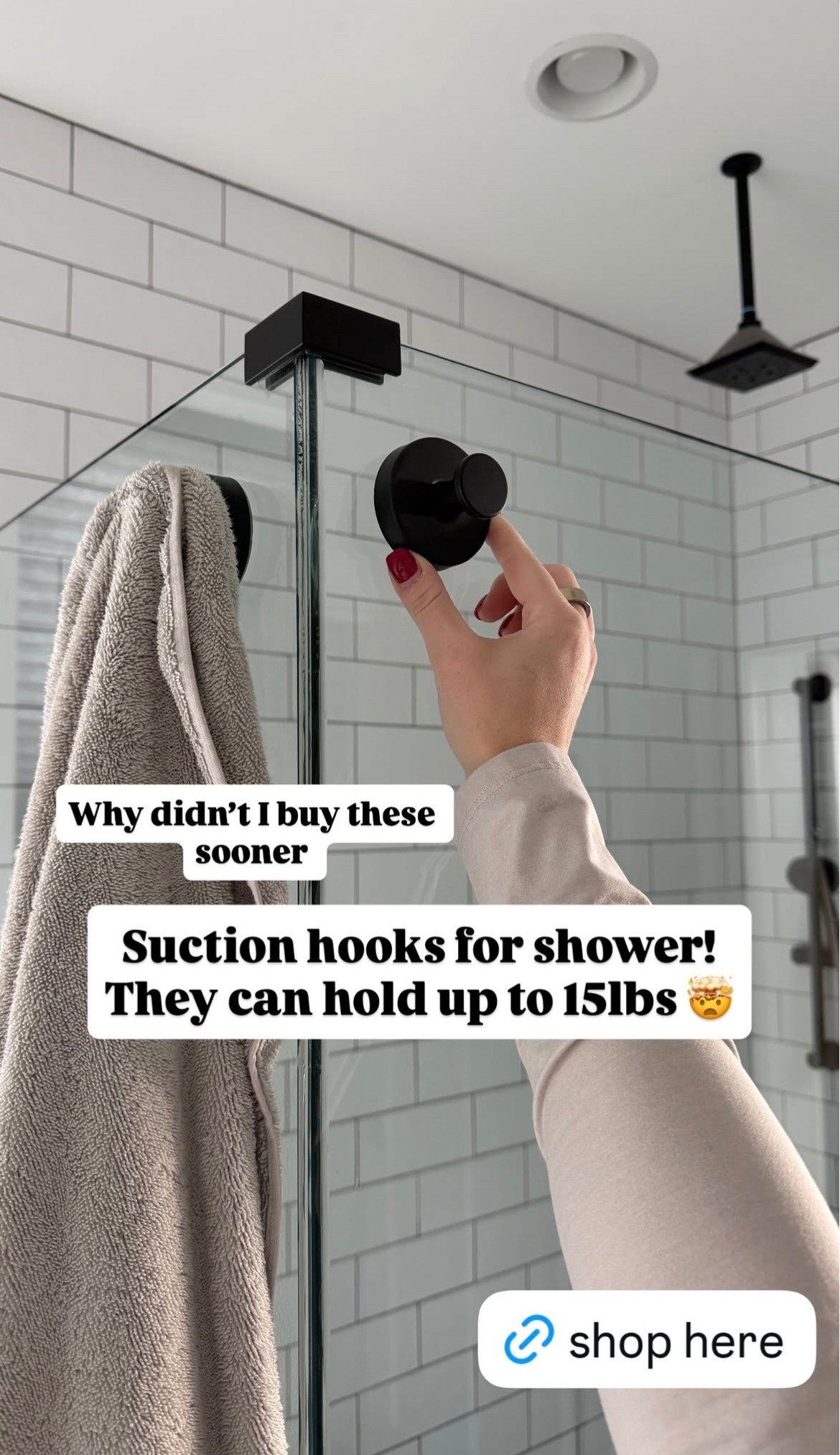 Amazon $10 suction hooks for the shower! They can hold up to 15lbs.. Why didn’t I buy these sooner?!

#LTKmomlife #LTKHome #LTKFindsUnder50