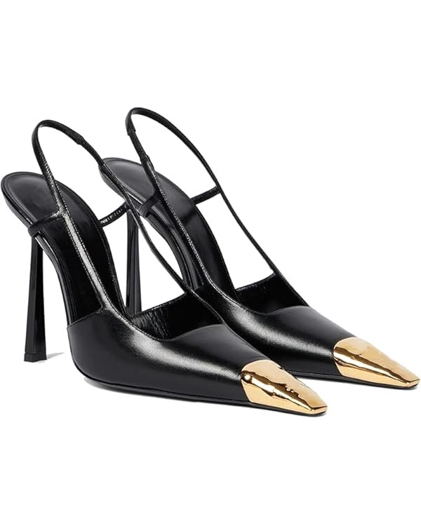 MeiLuSi Womens Slingback Heels Metal Pointed Toe Leather High Heels Stiletto Heel Pumps Backless ... | Amazon (US)