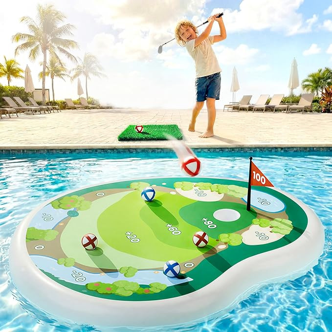 Funscape Kids Inflatable Golf Pool Toys, Fun Swimming Pool Game, Floating Water Chipping Green W/... | Amazon (US)