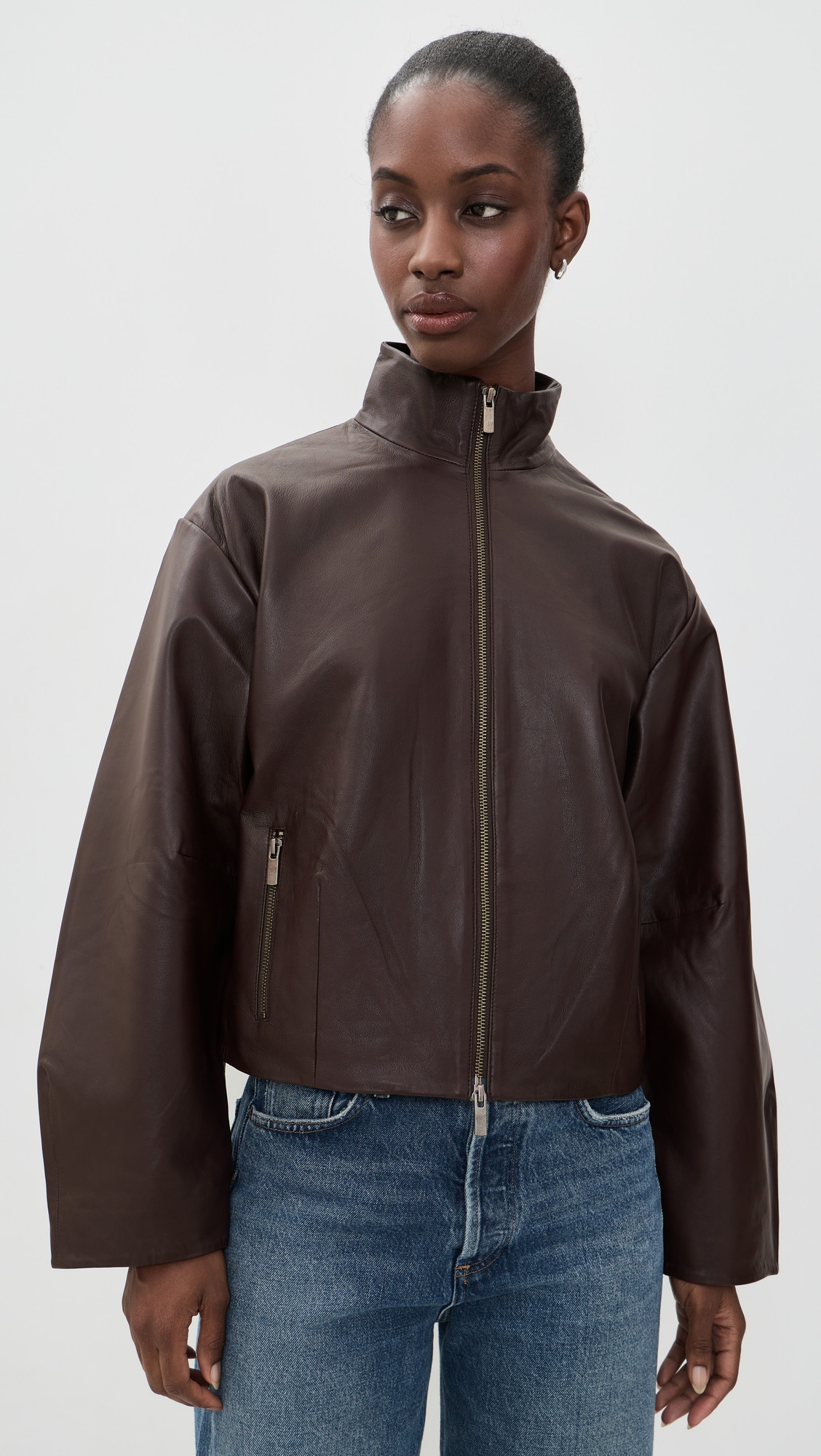 St. Agni Cocoon Zip Leather Jacket Chocolate S | Shopbop