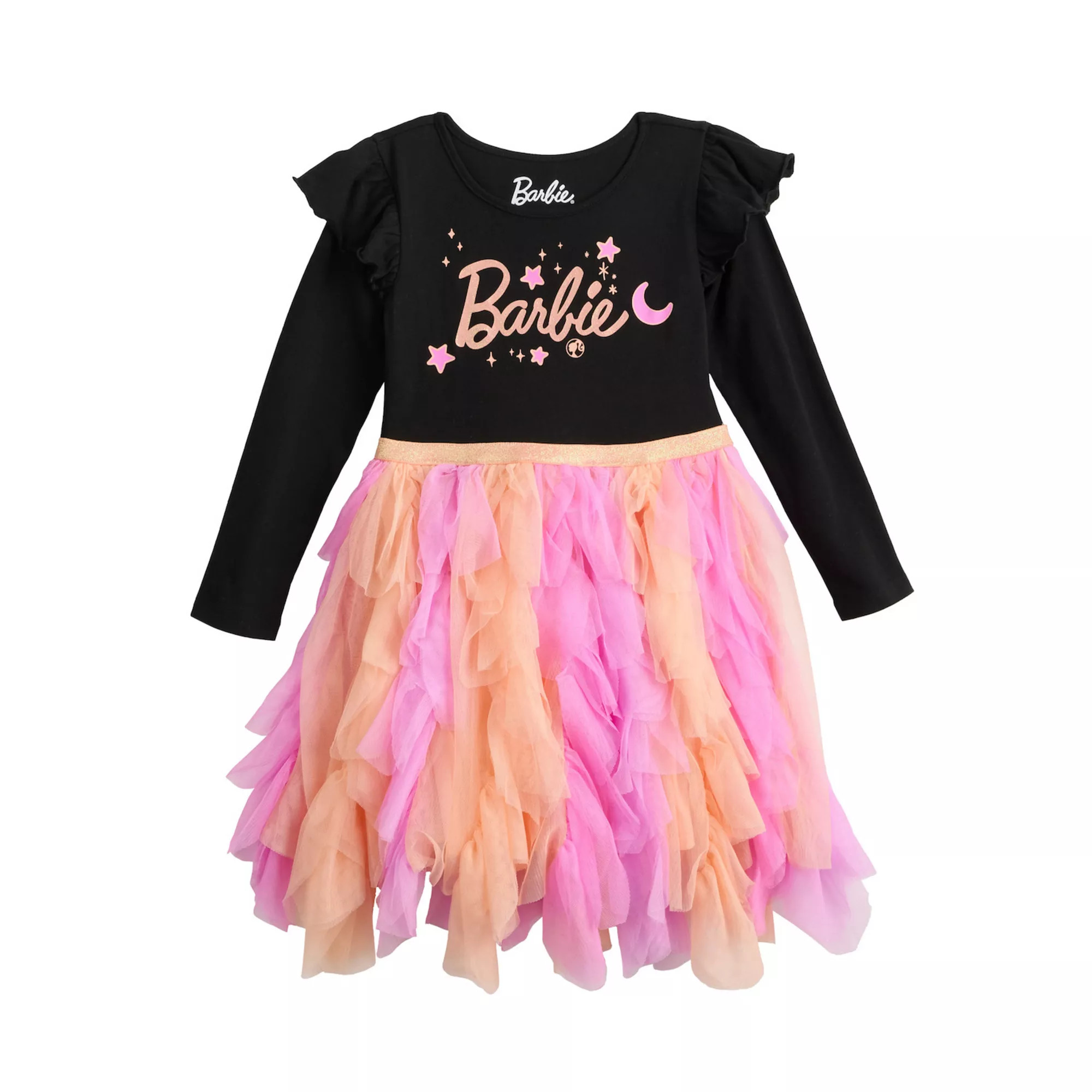Girls 4-12 Barbie® Moon And Star Long Sleeve Tutu Dress | Kohl's
