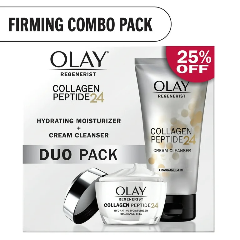 Olay Regenerist Collagen Peptide 24 Duo Pack, Face Wash 5.0 fl oz, Moisturizer 1.7 oz | Walmart (US)