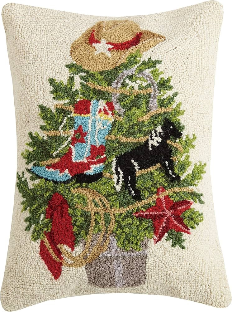 Peking Handicraft 31ML468C20OB Christmas Tree Western Hook Pillow, 20-inch High, Wool and Cotton | Amazon (US)