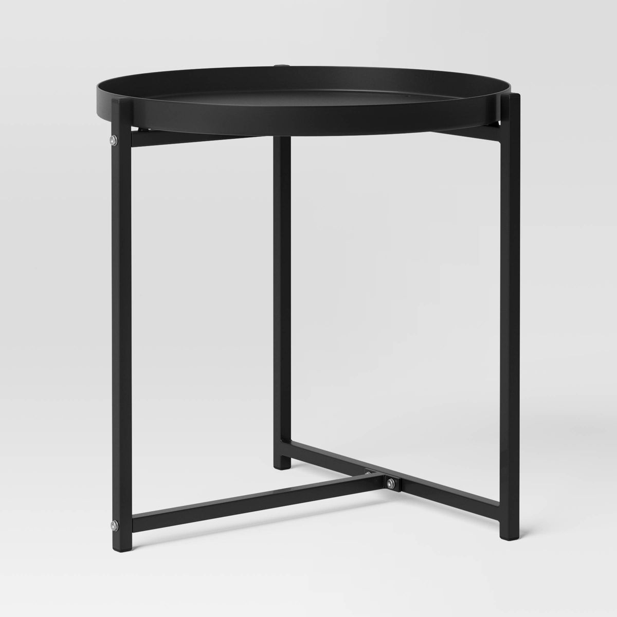 Steel Round Tray Top Outdoor Portable Side Table Black - Room Essentials™ | Target