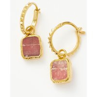 Mini Pyramid Charm Hoop Earrings | 18ct Gold Vermeil/Rhodochrosite | Missoma UK