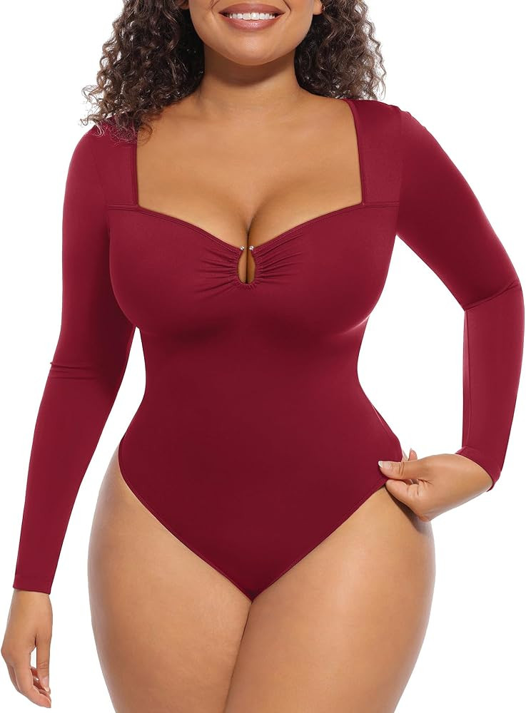 FeelinGirl Shapewear Bodysuit for Women Long Sleeve Tummy Control Body Suits Seamless Thong Body ... | Amazon (US)
