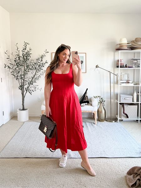 Italy outfit inspo 🌹❤️🍓

This bright red is beautiful, love the silhouette of this dress! 
Converse or ballet flats, both would work!
Wearing a medium in this dress, fits tts!



#LTKSeasonal #LTKMidsize #LTKTravel