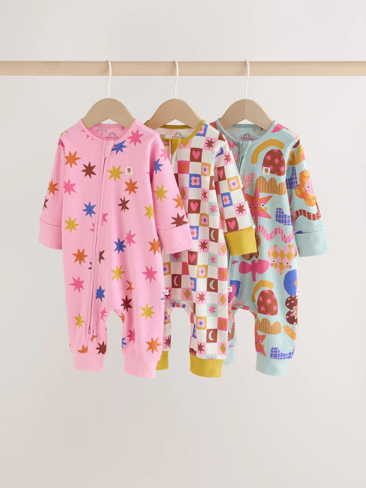 Bright Star Two Way Zip Baby Sleepsuits 3 Pack (0mths-3yrs) | Next EU