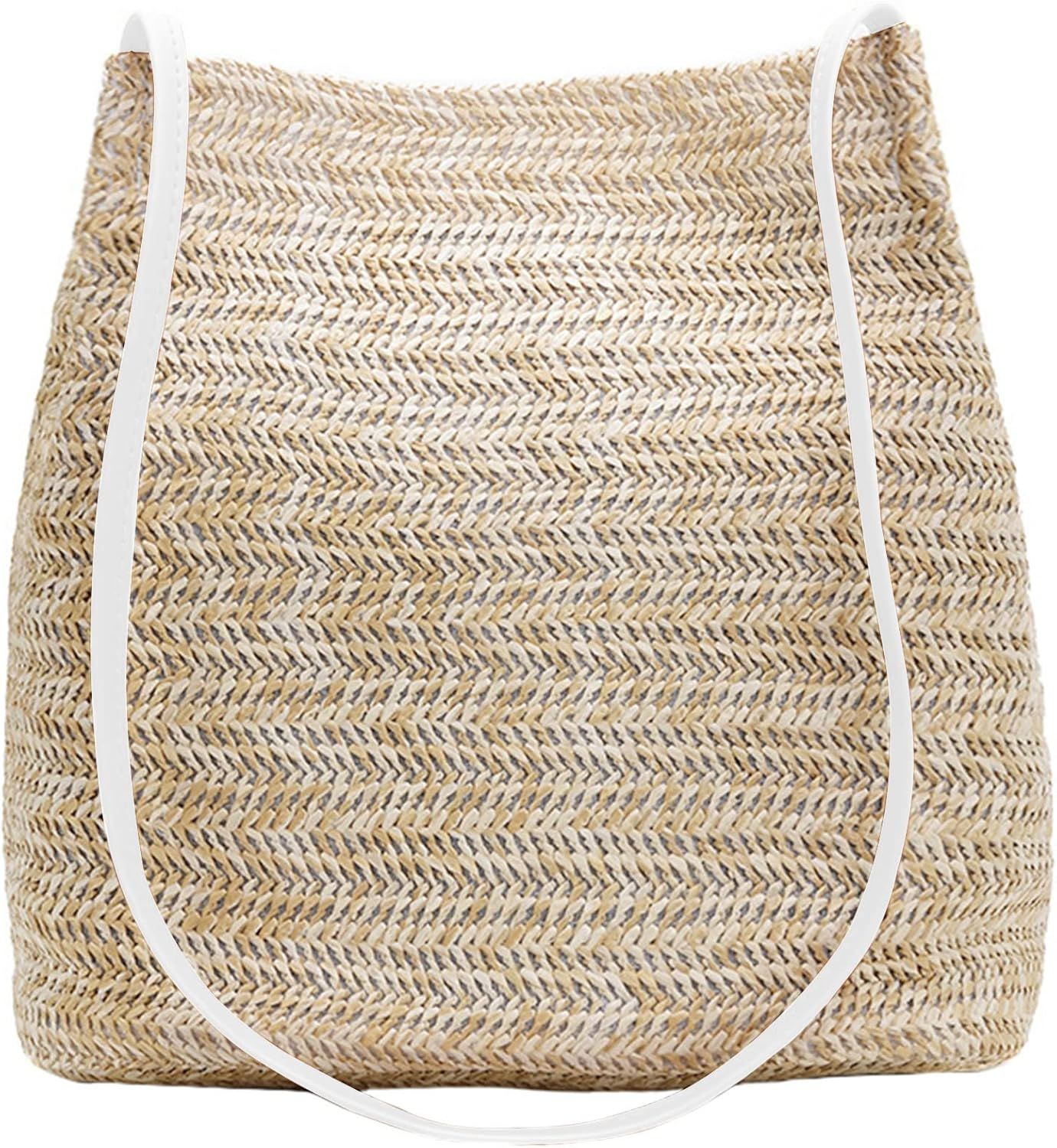 LucyneSwayne Straw Bucket Bag Small Woven Totes Bags Shoulder Bag for Women Girls Summer Beach Ra... | Amazon (UK)