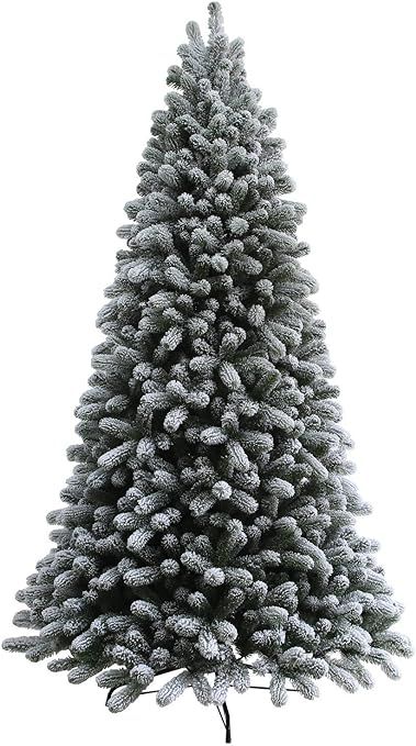 KING OF CHRISTMAS 6.5 Foot King Flock Artificial Christmas Tree Pre-Lit with 600 UL Warm White LE... | Amazon (US)