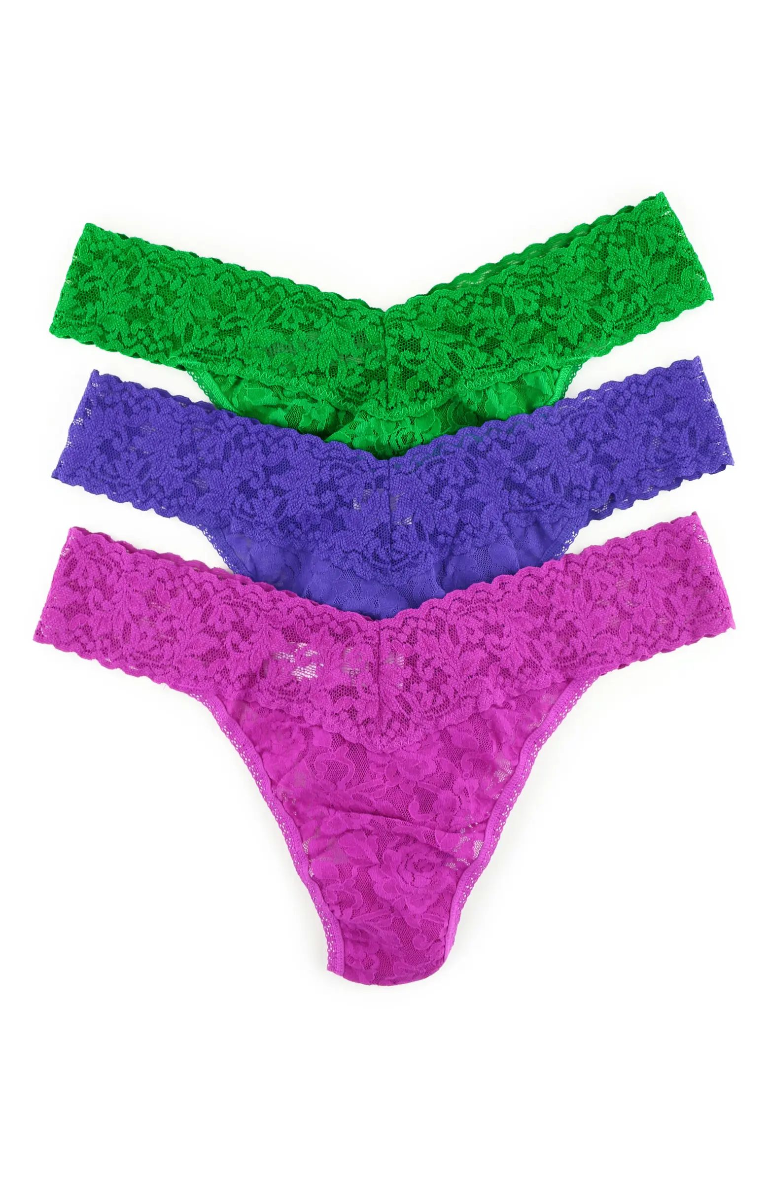 3-Pack Original Rise Lace Thongs | Nordstrom