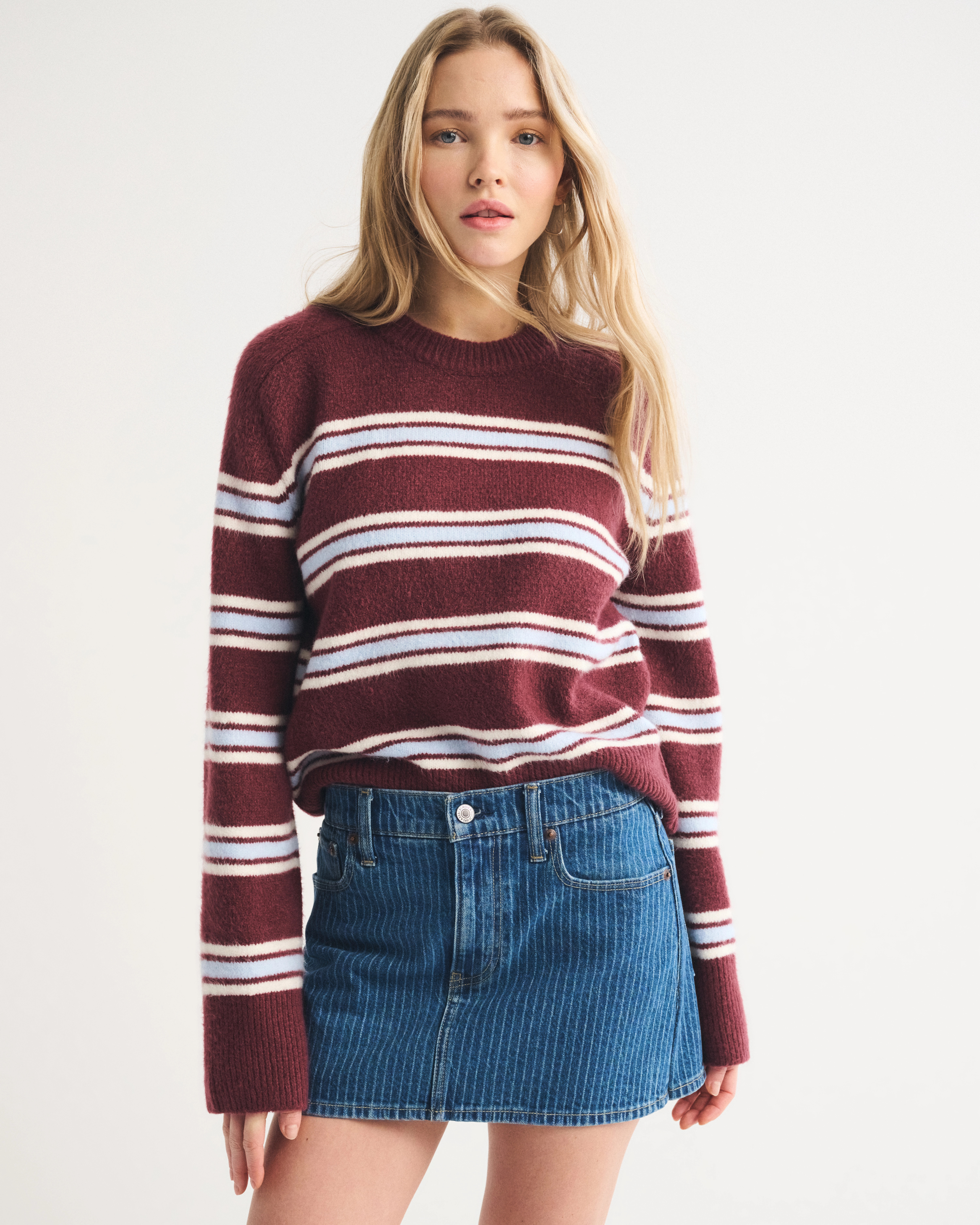 Mid Rise Denim Mini Skort | Abercrombie & Fitch (US)