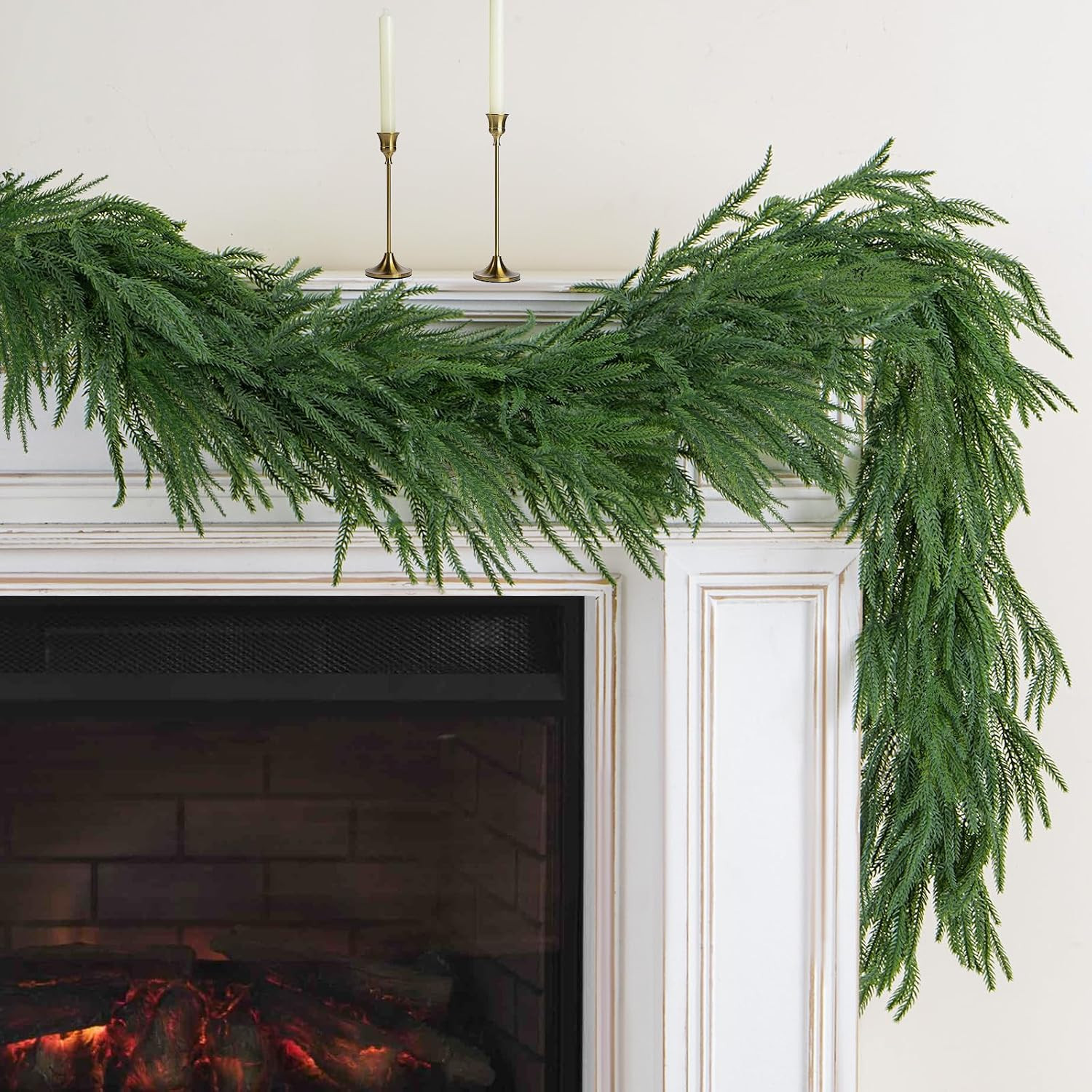 9FT Artificial Norfolk Pine Garland, Realistic Christmas Greenery Garland | Amazon (US)