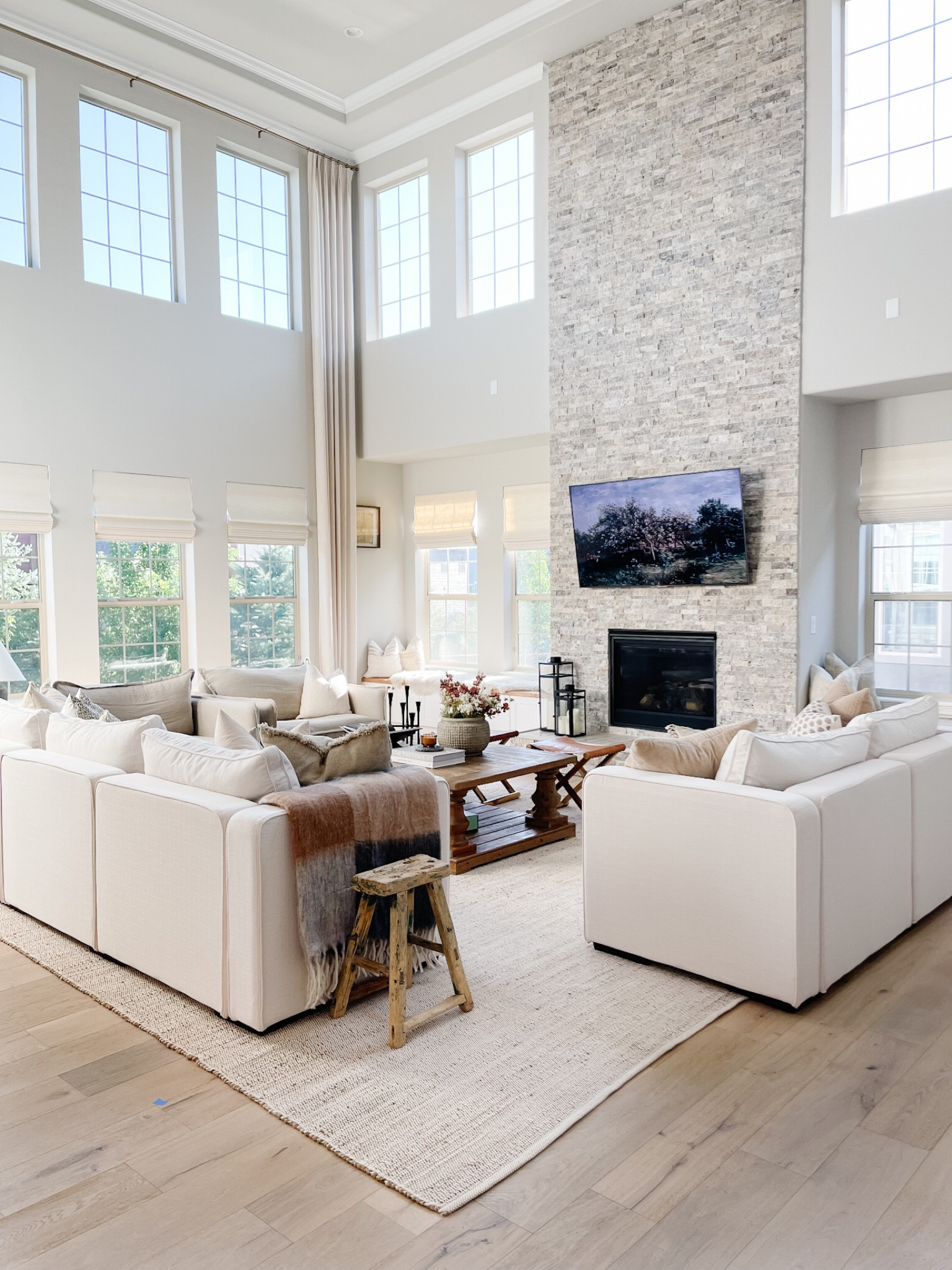 Family room. Great room. Couch. Area rug. Coffee table. Home decor