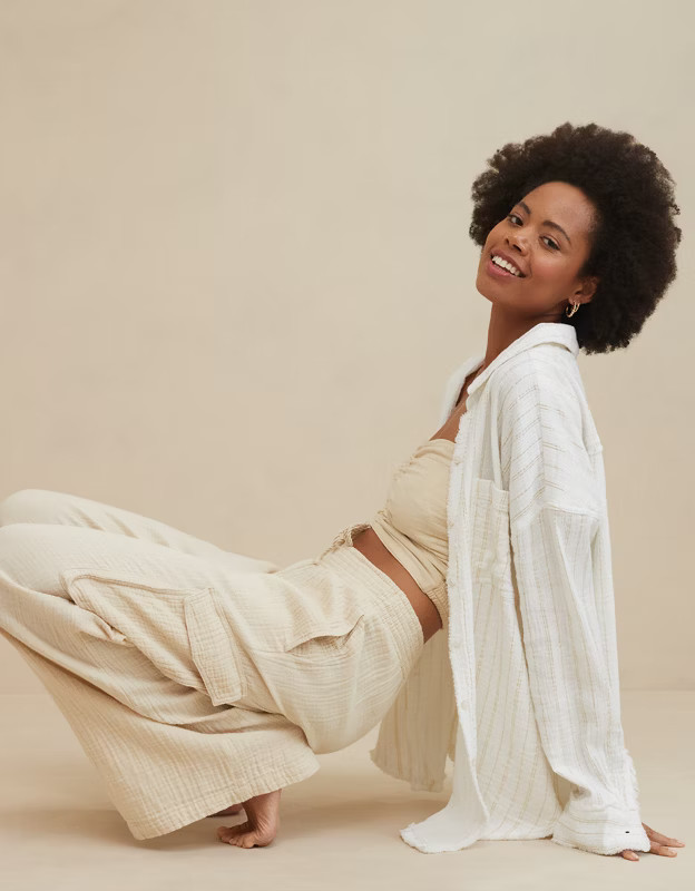 Aerie Pool-To-Party Cover Up Shirt | Aerie