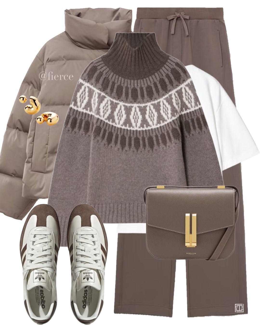 Taupe beige joggers trousers idle jumper adidas samba white taupe beige taupe bag puffer jacket casual weekend outfit 

#LTKwinter #LTKeurope #LTKuk