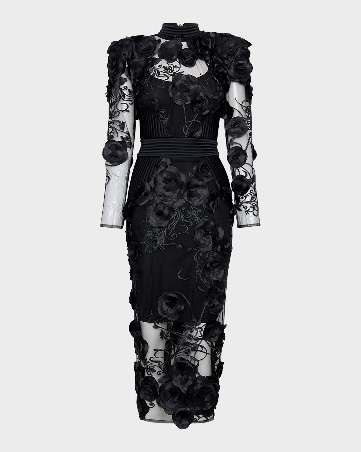 The Vendetta Floral Mesh Midi Dress | Neiman Marcus