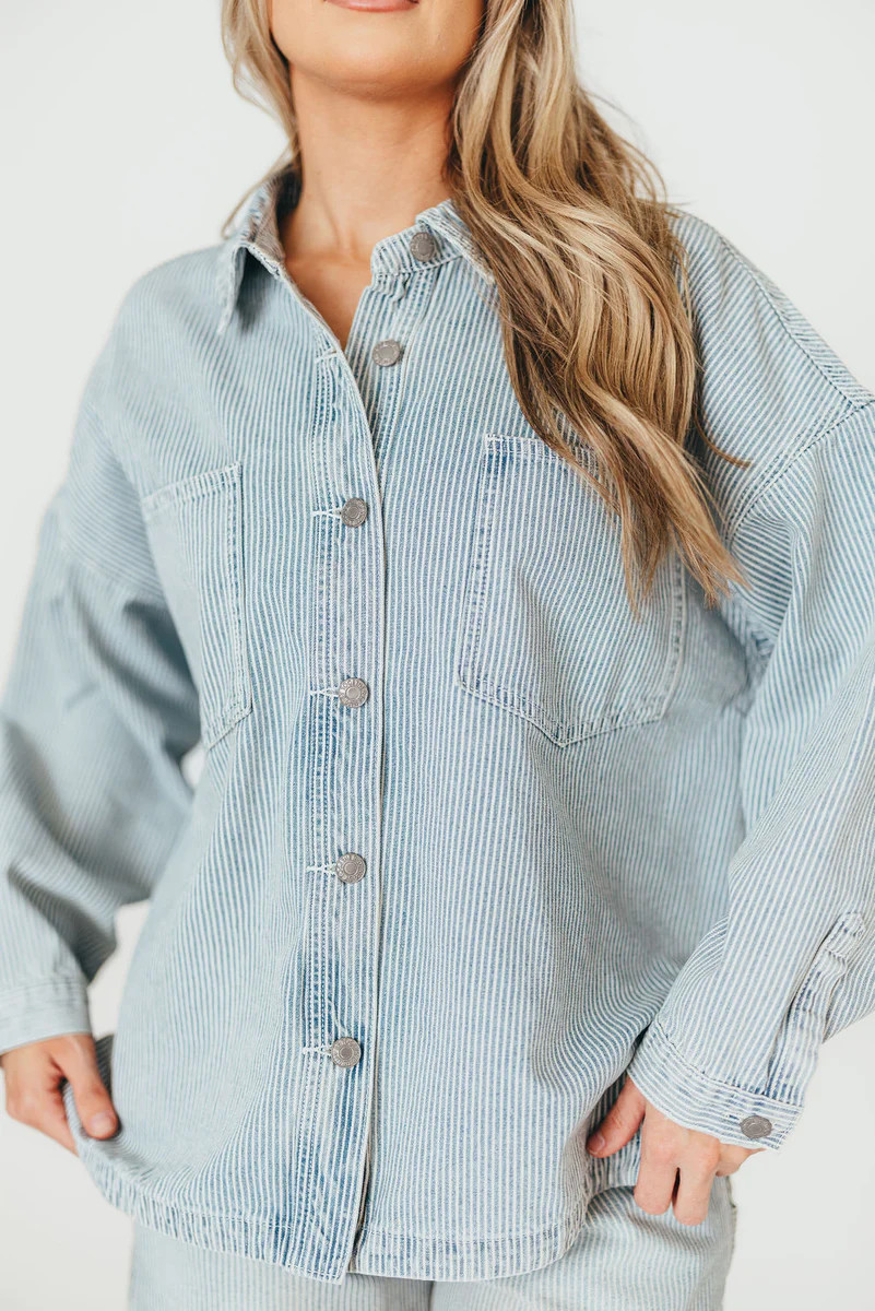 Macie Jean Jacket in Denim/White | Worth Collective