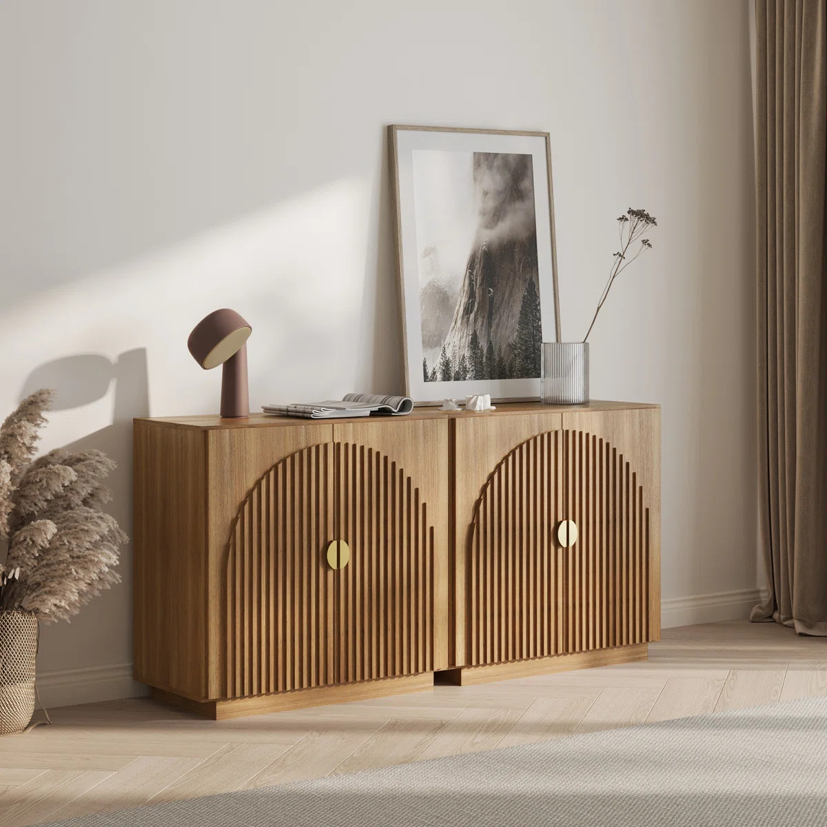 Symmetrical Arched Doors Sideboard Buffet Cabinet with Storage, | Wayfair North America