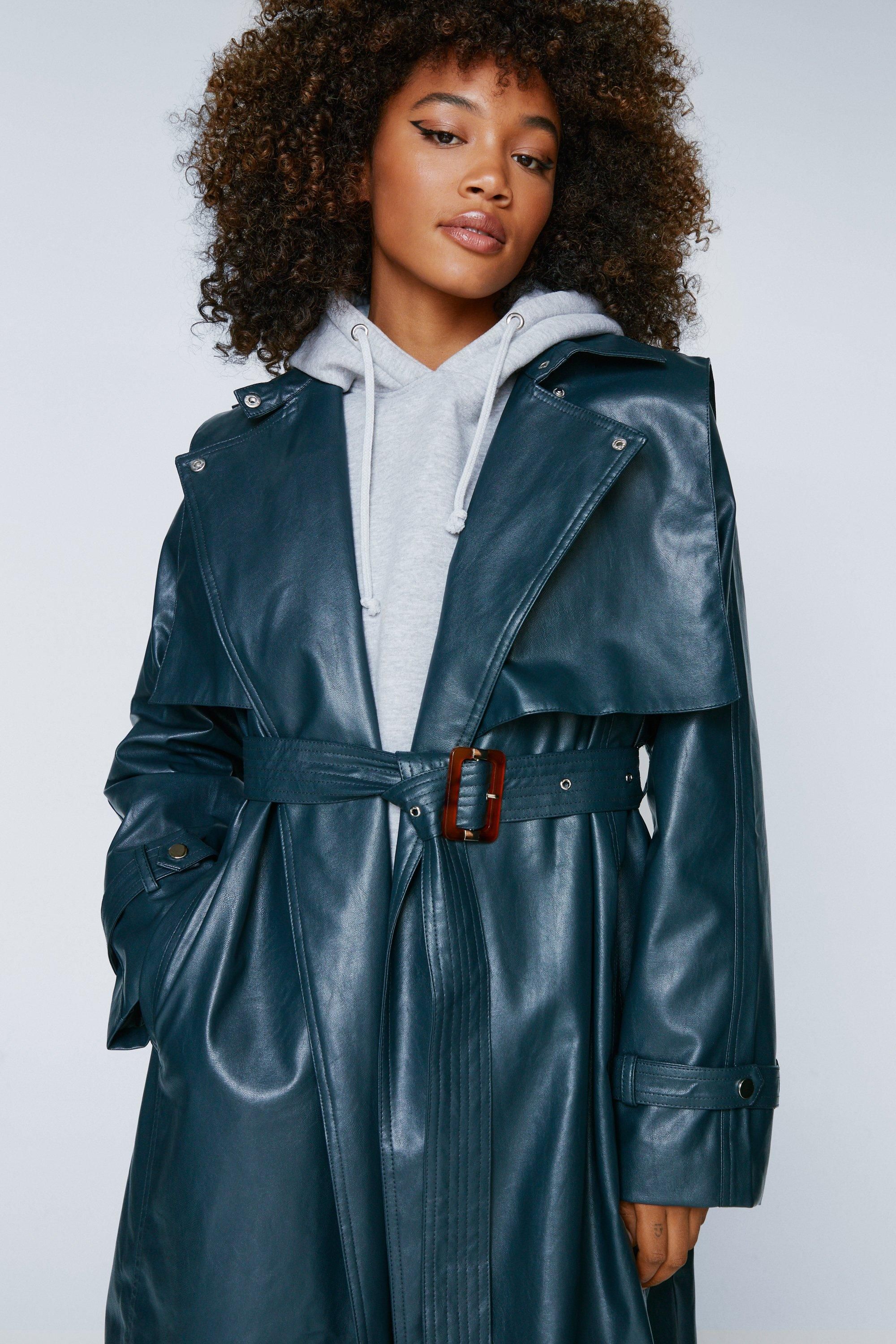 Belted Faux Leather Trench Coat | Nasty Gal (US)